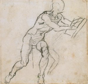 Siedzący nagi mężczyzna, c1490-1560 autorstwa Michelangelo Buonarroti