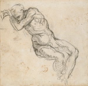 Śpiący nagi mężczyzna, c1490-1560 autorstwa Michelangelo Buonarroti