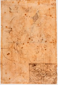 Szkice i studia elementów architektonicznych Aquila autorstwa Michelangelo Buonarroti