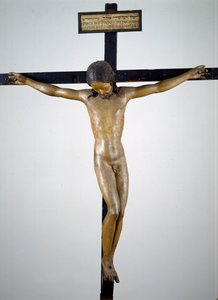 Krucyfiks, ok.1492-94 (drewno polichromowane) autorstwa Michelangelo Buonarroti