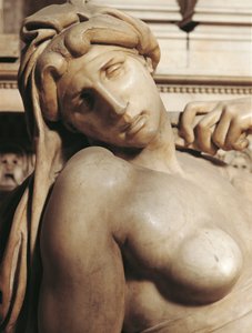 Үүрийн гэгээ (Аврора), Микеланджелогийн (1475-1564) Лоренцо де Медичигийн булшны хэсэг, Флоренц, Тосканиполи дахь Сан Лоренцо сүмийн Медичи сүмийн гантиг баримал autorstwa Michelangelo Buonarroti