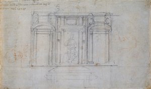 Projekt jednego z grobowców Medyceuszy, początek XVI wieku autorstwa Michelangelo Buonarroti