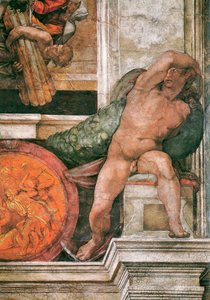 Fragment sufitu Kaplicy Sykstyńskiej w Watykanie, 1508-1512. autorstwa Michelangelo Buonarroti