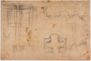 Plan piętra i elewacje architektoniczne kaplicy Sforzów autorstwa Michelangelo Buonarroti