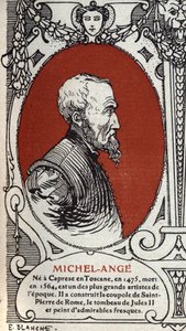 Portret włoskiego malarza renesansowego, Michelangelo Buonarroti dit Michel Ange (Michelangelo lub Michelangelo autorstwa Michelangelo Buonarroti