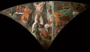 Kara sufitu Kaplicy Sykstyńskiej Hamana w Watykanie, 1508-1512. autorstwa Michelangelo Buonarroti