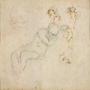 Recto: Ośmiocyfrowe studia. Verso: Badanie rysunku, c1490-1560 autorstwa Michelangelo Buonarroti