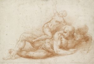 Samson i Delilah (czerwona kreda na białym papierze) autorstwa Michelangelo Buonarroti