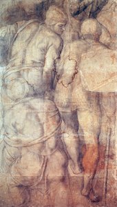Żołnierze Michała Anioła (1475-1564), rysunek przygotowawczy (podmalowanie) do fresku Ukrzyżowanie św. Piotra wykonanego w Kaplicy Paulinów w Pałacu Watykańskim autorstwa Michelangelo Buonarroti