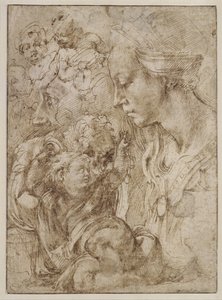 Studia dla Świętej Rodziny z Janem Chrzcicielem jako dzieckiem, 1505 autorstwa Michelangelo Buonarroti