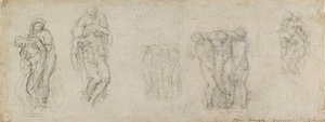 Studia na Pietę i złożenie do grobu, XVI w. autorstwa Michelangelo Buonarroti