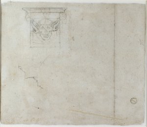 Studia detali architektonicznych i maska groteskowa, c1490-1560 autorstwa Michelangelo Buonarroti