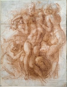 Studium dla złożenia piety Chrystusa (rysunek autorstwa Michelangelo Buonarroti