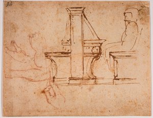 Studium sufitu czytelni Biblioteki Laurentian autorstwa Michelangelo Buonarroti