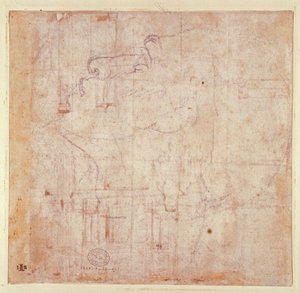 Studium głowy, 1525-26 (czarna kreda na papierze) (verso) (recto patrz 191779) autorstwa Michelangelo Buonarroti