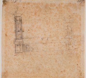 Studium podwójnej ściany grobowca dla nowej zakrystii autorstwa Michelangelo Buonarroti