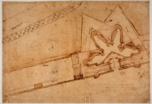 Studium fortyfikacji dla Porta al Prato autorstwa Michelangelo Buonarroti