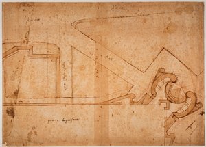 Studium fortyfikacji Bramy Łąkowej Wszystkich Świętych autorstwa Michelangelo Buonarroti