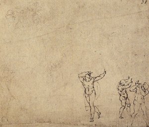 Studium nagich postaci: rysunek Michała Anioła. Casa Buonarroti, Florencja autorstwa Michelangelo Buonarroti