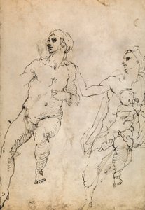 Studium niektórych nagich postaci; rysunek Michała Anioła. Luwr, Paryż autorstwa Michelangelo Buonarroti