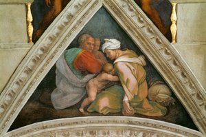 Przodkowie Chrystusa: sufit Kaplicy Sykstyńskiej Ozias w Watykanie, 1508-1512. autorstwa Michelangelo Buonarroti