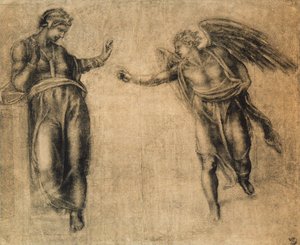 Zwiastowanie, rysunek Michała Anioła. Gabinet Rysunków i Grafiki, Galeria Uffizi, Florencja autorstwa Michelangelo Buonarroti