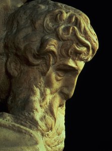 Geniusz zwycięstwa – Michelangelo Buonarroti 1475-1564 szczegół niedokończonej głowy, 1527-28 marmur patrz 52671