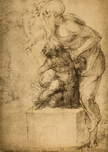 Ofiara Izaaka; rysunek Michała Anioła. Casa Buonarroti, Florencja autorstwa Michelangelo Buonarroti