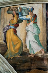 Kaplica Sykstyńska; freski sufitowe po renowacji (fresk) autorstwa Michelangelo Buonarroti