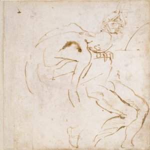 Dwa częściowe badania figur, c1490-1560 autorstwa Michelangelo Buonarroti
