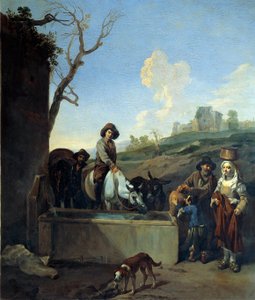Obraz misy z wodą autorstwa Michelangelo Cerquozzi (Michelangelo delle Battaglie) (1602-1660)