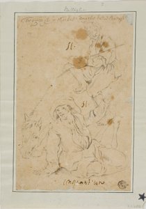 Dwóch chłopów z osłem autorstwa Michelangelo Cerquozzi