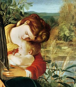 Odpoczynek podczas ucieczki do Egiptu (fragment 1603) autorstwa Michelangelo Merisi Caravaggio