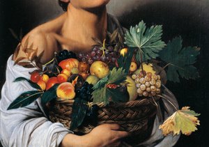 Chłopiec z koszem owoców, szczegół autorstwa Michelangelo Merisi da Caravaggio