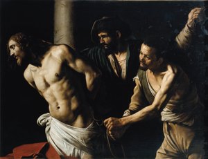 Biczowanie Chrystusa lub Biczowanie pod Słupem (olej na płótnie) autorstwa Michelangelo Merisi da Caravaggio