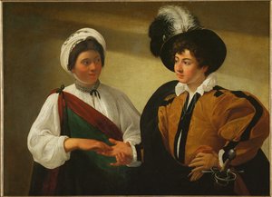 La diseuse de bonne aventure - Wróżka ... autorstwa Michelangelo Merisi da Caravaggio