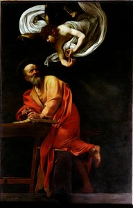 Święty Mathieu i Anioł (Malarstwo autorstwa Michelangelo Merisi da Caravaggio