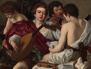 Muzycy, ok. 1595 (olej na płótnie) autorstwa Michelangelo Merisi da Caravaggio