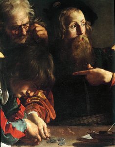 Powołanie Mateusza (obraz na płótnie) autorstwa Michelangelo Merisi da Caravaggio