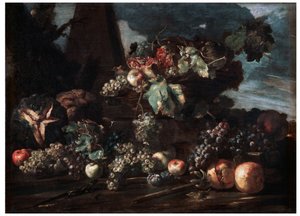 „Martwa natura z winogronami”, XVII wiek. autorstwa Michelangelo Pace del Campidoglio