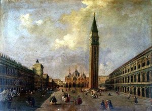 Plac św. Marka z dzwonnicą (olej) autorstwa Michele (attr. to) Marieschi