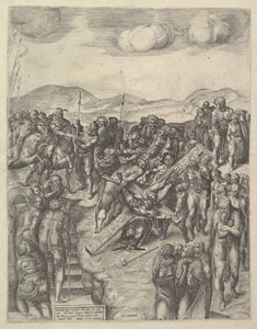 Ukrzyżowanie św. Piotra według fresków Michała Anioła w kaplicy paulinów, Va..., 1550-60. autorstwa Michele Lucchese