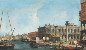 Wejście do Wielkiego Kanału w Wenecji z Piazettą i Libreria Marciana po prawej, Dogana i Santa Maria della Salute po lewej. autorstwa Michele Marieschi