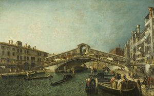 Most Rialto, Wenecja, ok. 1740 (olej na płótnie) autorstwa Michele Marieschi