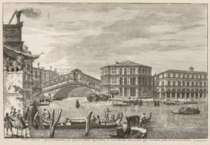 Widoki Wenecji: most i rynek Rialto, 1741. autorstwa Michele Marieschi