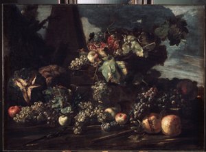 "Martwa natura z winogronami" Obraz Michała Anioła Pace da Campidoglio (1610-1670) 1650-1660 Wymiary 98x134 cm Ermitaż, Sankt Petersburg