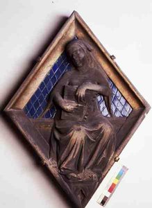 Muzyka, reliefowa płytka z Campanile (ceramiczna i marmurowa) autorstwa Micheli Gino