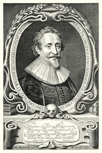 Hugo Grotius, holenderski prawnik, teolog; filozof i autor (rytownictwo) autorstwa Michiel Jansz. van (after) Miereveld