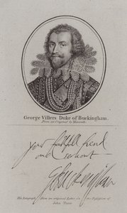 George Villiers książę Buckingham, angielski dworzanin, polityk i ulubieniec króla Jakuba I (grafika) autorstwa Michiel Janszoon van (after) Miereveldt