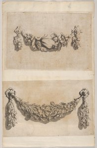 Projekt girlandy z „Various New Festoons, Part II” Verscheide Nieuwe Festonnen, tw..., 1694. autorstwa Michiel Mosyn